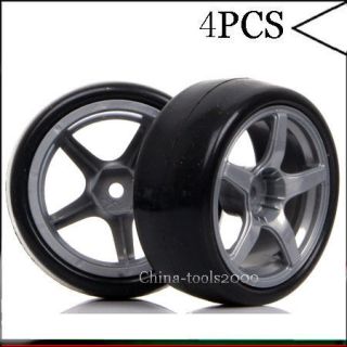 4PCS RC 110 Car On Road 3MM Offset Wheel Rim & Grip Rubber Tyre,Tires 
