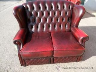 Vintage Leather Chesterfield Red 2 Seater Sofa Queen Anne Style