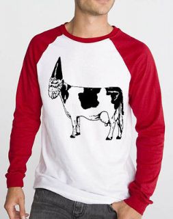 Funny GNOME HEADED COW Mens New Red White black long sleeved forest 