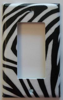 Zebra Stripe Print Single Rocker GFI Light Switch Plate Wall Decor 