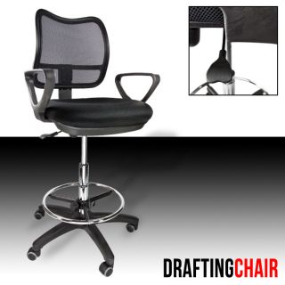 Drafting Chair Stool Armrest Ergonomic Mesh Adjustable Footring Arm 