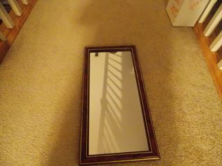 HOME INTERIOR / HOMCO CHERRY FINISH WALL MIRROR VERTICAL OR HORIZONTAL