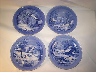 Set of 4 Currier and Ives Homestead winter plate collection Beautiful