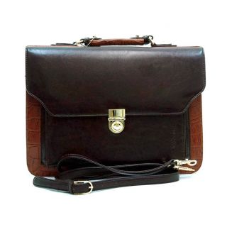Unisex Medium Sized Croc Leather Business Briefcase w/ Compartment 