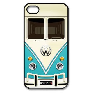 Blue VW Volkswagen Mini Vans Mini Bus iPhone 4 4S Hard Shell Cover 
