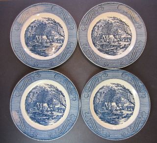 Vintage Currier and Ives Royal China Blue THE OLD GRIST MILL 10 