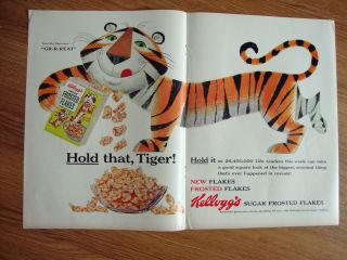 1962 Kelloggs Sugar Frosted Flakes Ad Tony the Tiger Gr r reat