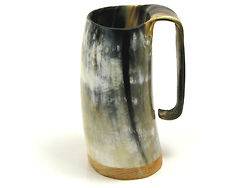   Handcrafted Medium Ox Horn Tankard Soldiers Mead Mug Cup   2 Finishes