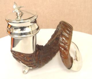 Authentic Derbyshire Rams Horn & Pewter Snuff Mull BRAND NEW