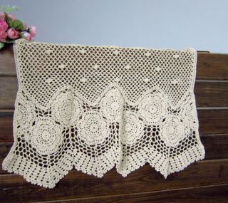 Vintage hand crochet lace Cotton Cafe off white Curtain/Valanc​e