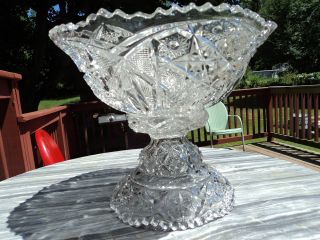 Antique Pres Cut Crystal Punch bowl w/base EAPG? Flint glass?