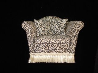 Chantilly Designs Dollhouse Leopard Print Chair with Fringe   Artisan 