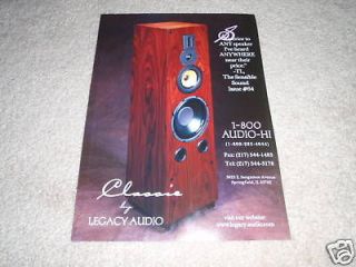 Legacy Audio Classic Speaker Ad from 1998, beautiful