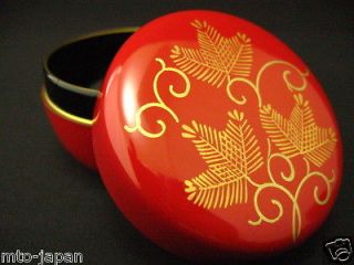   antique Red lacquer Tea caddy Ivy Makie Small size Hira Natsume
