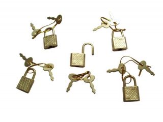 NEW Small Metal Padlock Mini Brass Box Lock w/ Keys