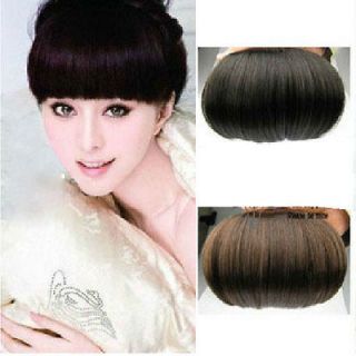 Fashion Girls New Clip on Front Neat Bang Fringe Hair Extensions