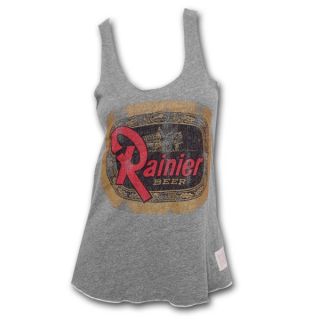 Vintage Retro Rainier Beer Juniors Tank Top Grey