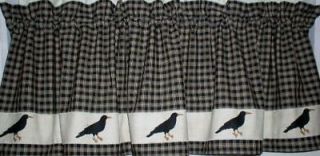 Hand Painted Primitive Crows Valance   Country Curtain