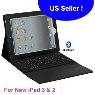   Bluetooth Wireless Leather Keyboard Cover Case For Apple New IPad 3&2