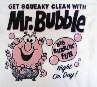 MR BUBBLES T Shirt SIZE S Small Logo White NEW WITH TAGS Funny Ironic