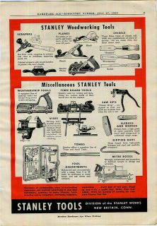 1939 ad Stanley Block Bench Planes Tool Sets Atkins Saws