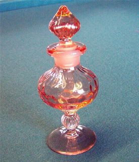 Elegant Vintage Pink Depression Glass Pedestal Perfume Bottle 