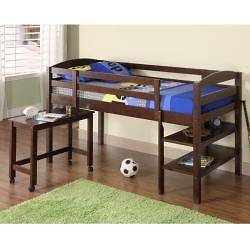MODERN CLASSIC CHILDS KIDS LOFT TWIN BED WITH DESK SET NEW BROWN NEW