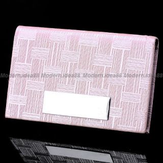 GIFT WOMENS PINK MAGNET LEATHEROID ALUMINUM BUSINESS CREDIT ID CARD 