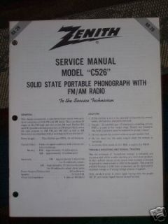 Zenith C526 Portable Phonograph/Rad​io Service Manual