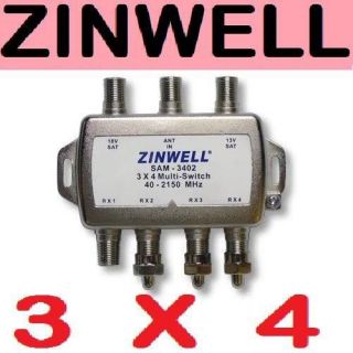 3X4 ZINWELL SWITCH LNB SW34 DIRECTV 2X4 BELL DISH NETWORK QUAD FTA 