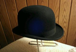 antique Bowler Derby hat United Hatters of North America black hat 21 