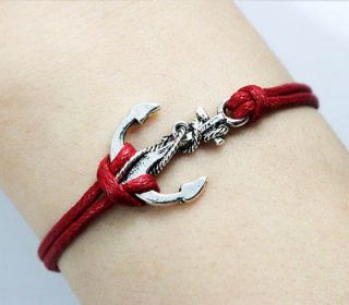 bracelets Retro silver anchor December red rope bracelets