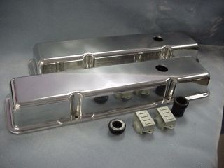 Polished Aluminum Small Block Chevy Valve Cover Set 305 350 327 400 