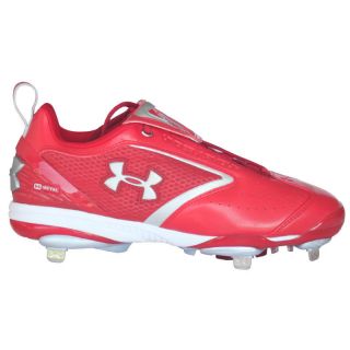 Under Armour Bomber Low ST Metal Baseball Cleats Red/Silver 15
