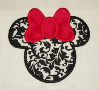   Mouse Ears with Bow Applique Machine Embroidery Design   2 Sizes