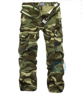 MENS CASUAL WOODLAND ARMY CAMO COMBAT CARGO PANTS TROUSERS