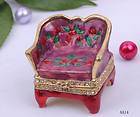   Chair Rhinestone Bejeweled Enamel Trinket Jewelry Charm Box AA14