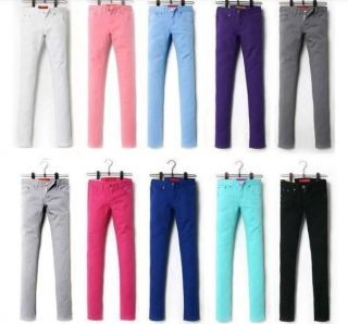 Casual StyleWomens Skinny Pencil Stretch Slim Candy Color Trousers 