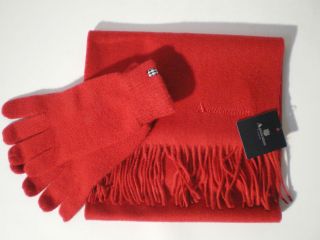 Aquascutum Cashmere & Lambswool Red Scarf & Gloves Box Set. Free Post 
