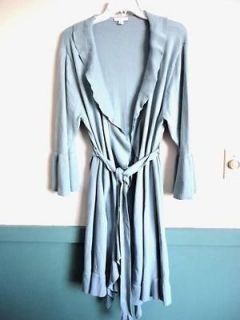NEW GARNET HILL Cashmere Blend Ruffled Wrap Robe ~ Soft Aqua XL