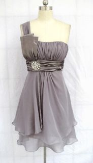  PLEATED PADDED BRIDESMAID COCKTAIL WEDDING PARTY DRESS w/BROOCH XL