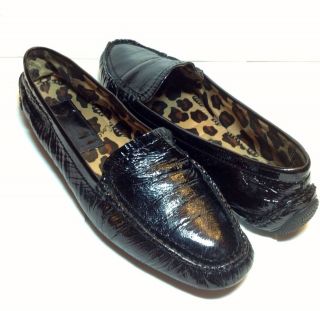   Black Patent Leather Driving Loafers Moccasins Shoes Size 8.5 2070