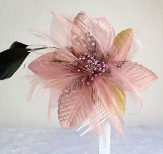 Fabric FLOWER FEATHER FASCINATOR Party Wedding Hair Accessory Comb 