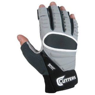Cutters Half Finger Padded Lineman Football Gloves Grey/Black