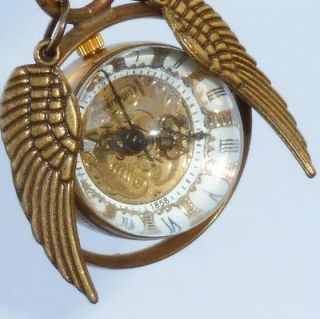   Harry Potter Golden snitch Time Turner Fantasy pocket WATCH necklace