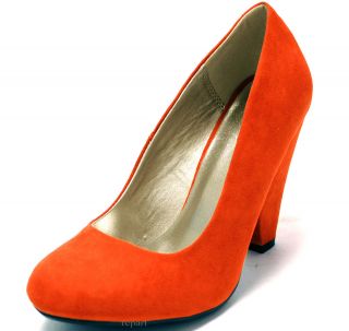 New womens shoes suede like round toe high heel pumps orange