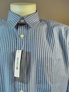   HILFIGER XL LS Navy Blue Stripe Status TRIM FIT Oxford Shirt Free S/H