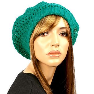 Tight Knit Chunky Thick 3 Button Warm Winter Beret Tam Beanie Hat Cap 
