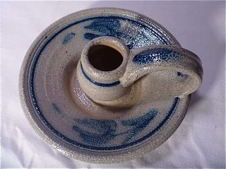 Vintage Rowe Pottery CANDLE HOLDER Cambridge Wisconsin tulip blue gray 