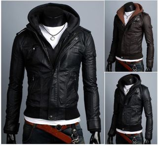 PU New Mens Qualit Pu Leather Jackets Coats Black, Brown US XS,S,M,L